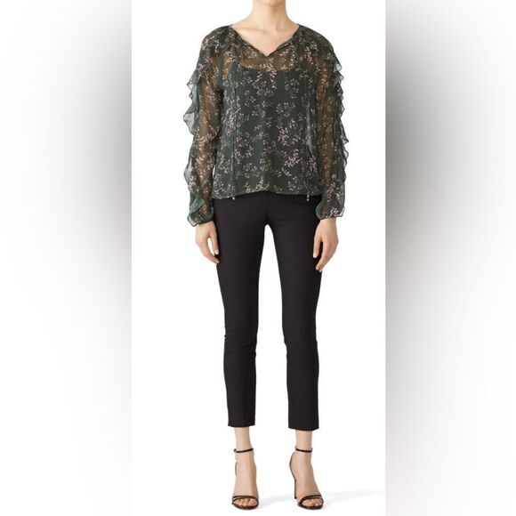 Slate & Willow Sheer Green Floral Blouse Size Small - Picture 1 of 8